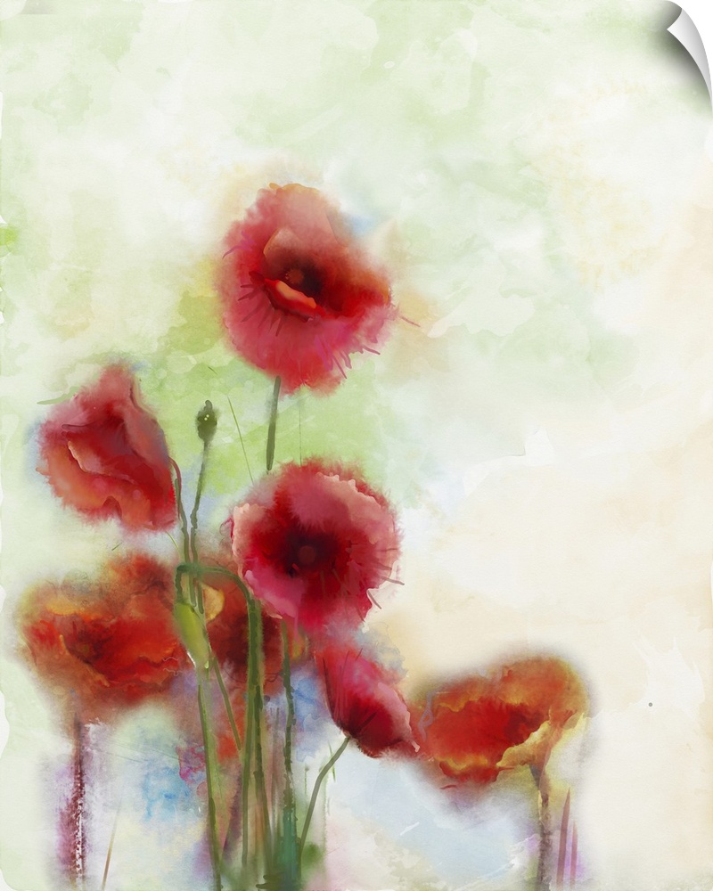 Originally a watercolor flowers painting. Flowers in soft color and blur style for background. Vintage painting flowers.