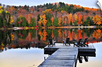 Wooden Dock On Autumn Lake