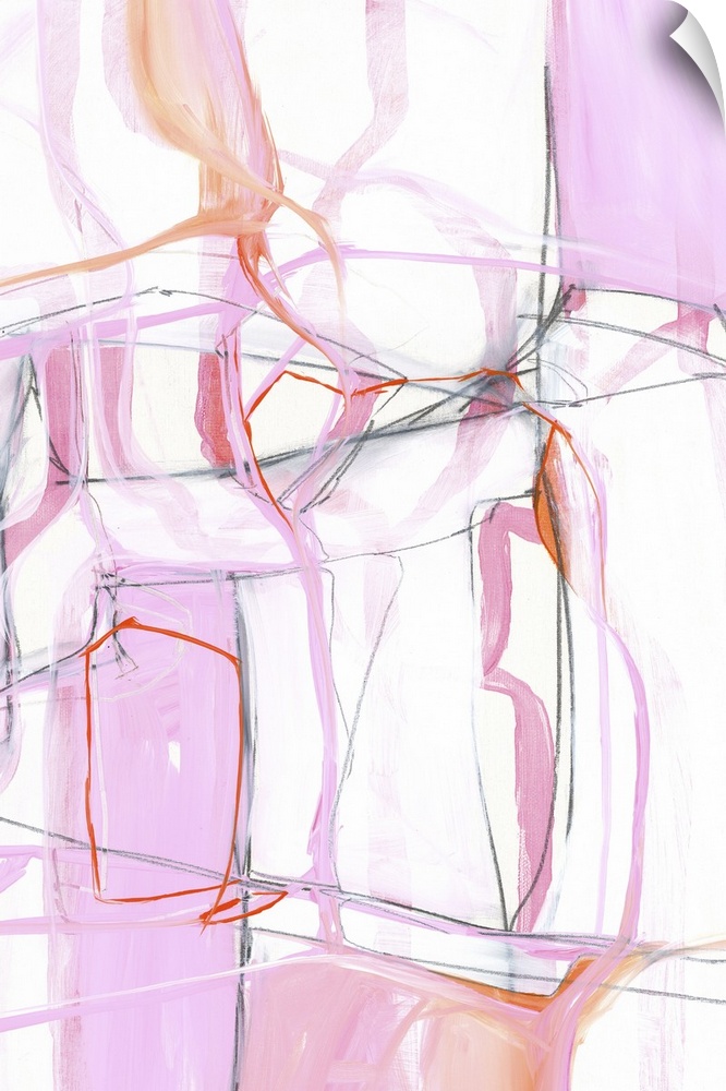 Contemporary abstract artwork in pastel shades of pink and white.