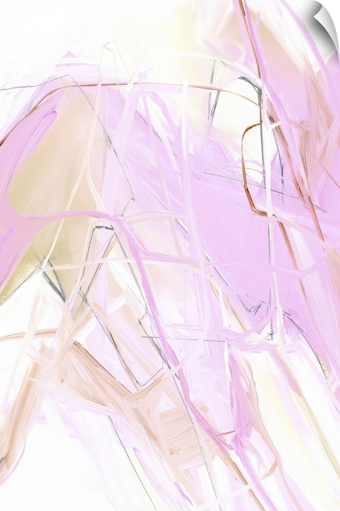 Contemporary abstract artwork in pastel shades of pink and yellow.