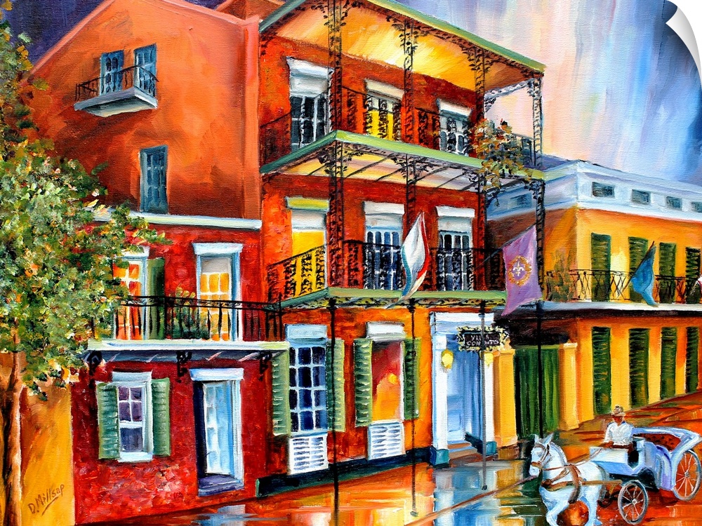Contemporary painting of the Hotel Villa Convento in New Orleans, LA.