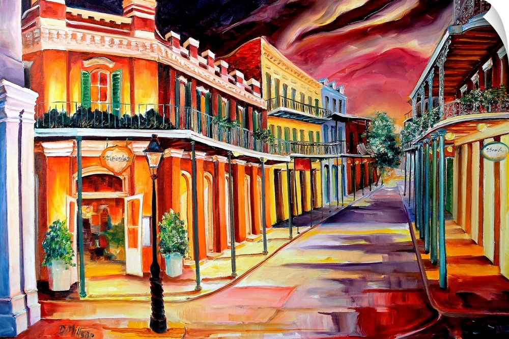 This is a contemporary painting of an urban cityscape depicting this national historic landmark neighborhood in New Orlean...