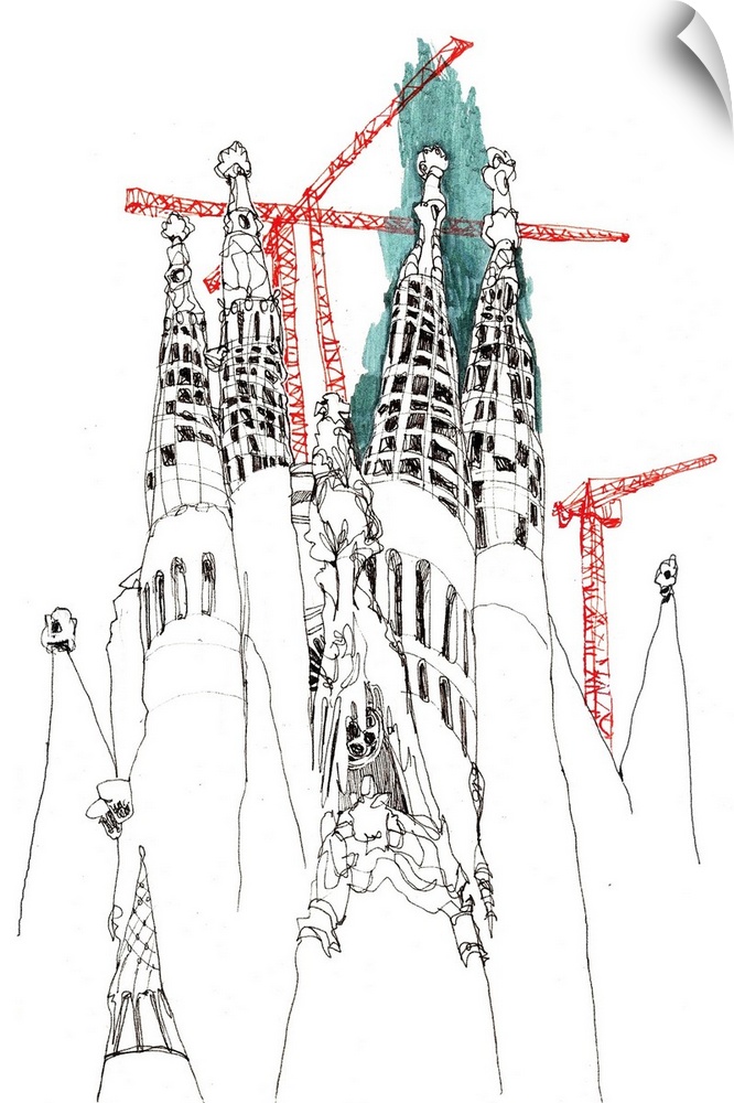 Drawing I made at the foot of the famously under construction cathedral by Gaudi. I used a minimal approach to capture sel...