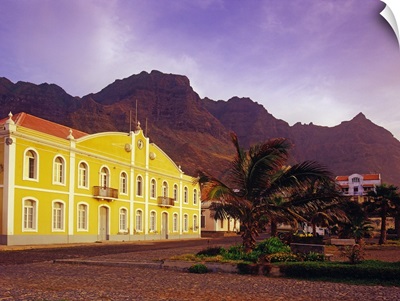 Africa, Cape Verde, main square of the village with poruguese colonial mansions