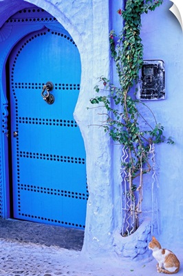 Africa, Morocco, Rif Mountains, Chefchaouen town, a door