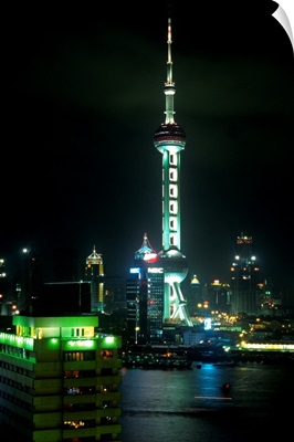 Asia, China, Shanghai, Pudong New Area, Orient Pearl TV Tower and Huangpu river