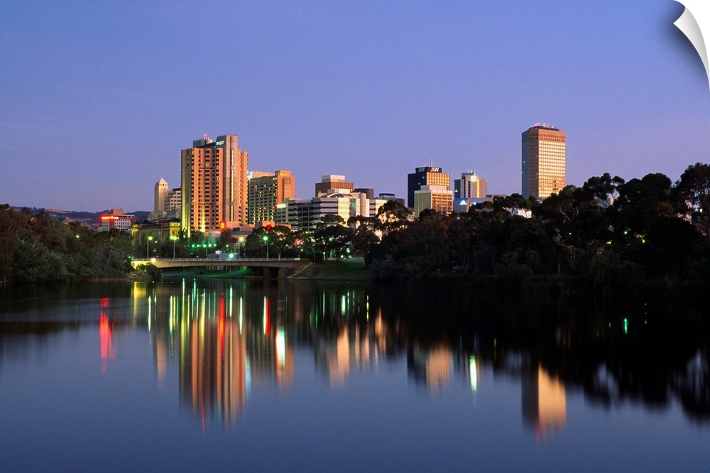 Australia, South Australia, Adelaide, View of the town from Torrens Lake