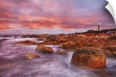 Australia, Tasmania, Oceania, Mount William National Park, Old lighthouse at sunset