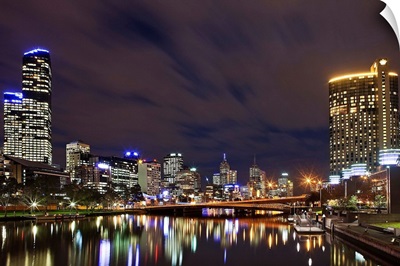 Australia, Victoria, Oceania, Melbourne, The Crown Casino and the Rialto Tower at night