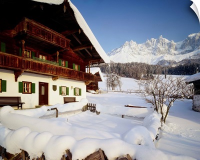 Austria, Tyrol, Kitzbuhel, Chalet and Wilder Kaiser range