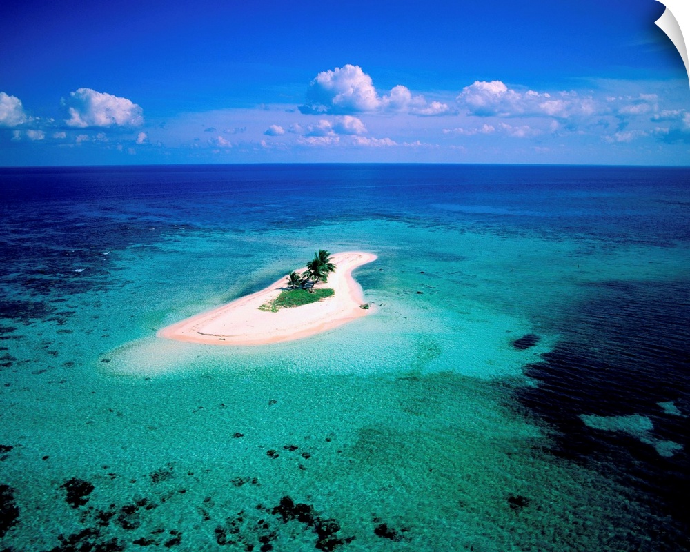 Belize, aerial of tropical island
