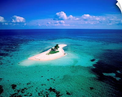 Belize, aerial of tropical island