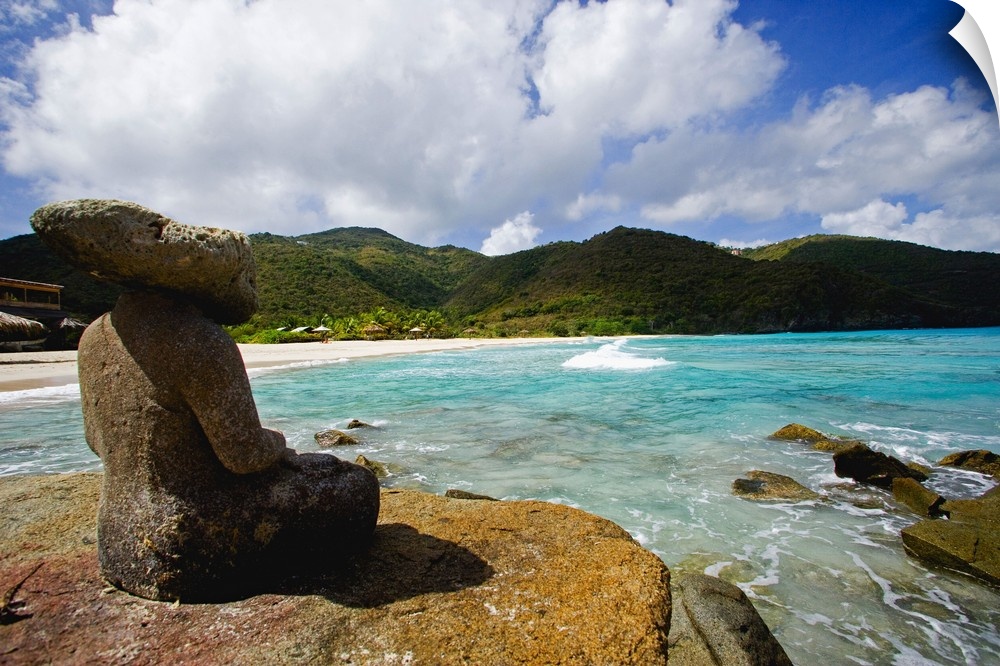 British West Indies, British Virgin Islands, BVI, Caribbean, Caribs, Tortola, Josiah's Bay, a sculpure near the beach