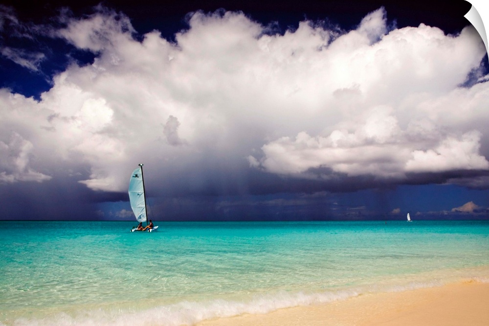 British West Indies, Turks and Caicos, Grace Bay Beach, catamaran