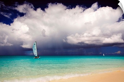 British West Indies, Turks and Caicos, Grace Bay Beach, catamaran