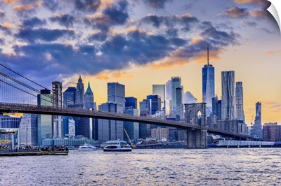Brooklyn, Dumbo, View Of Lower Manhattan Skyline With The One World Trade Center