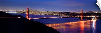 CA, San Francisco, Golden Gate Bridge and the skyline at night