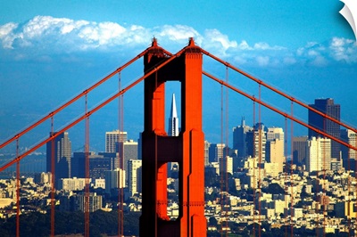 CA, San Francisco, Golden Gate Bridge, View of the Transamerica Pyramid