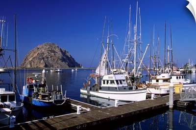 California, Morro Bay, the port and Morro Rock