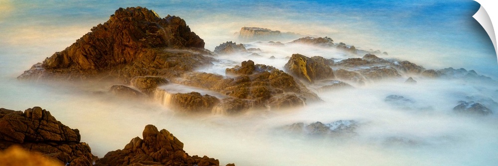 California, Pacific ocean, Big Sur, Garrapata State Park, crashing waves at dawn