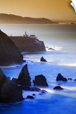 California, San Francisco, Point Bonita Lighthouse at dawn, Marin Headlands