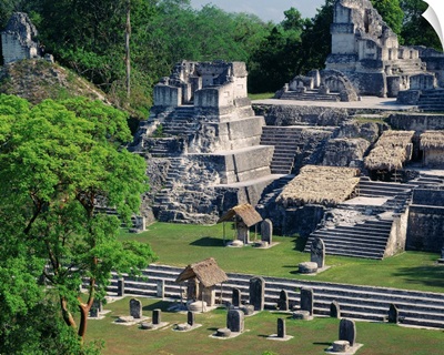 Central America, Guatemala, Tikal, Great Plaza, mayan ruins