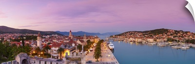 Croatia, Dalmatia, Trogir, Balkans, Adriatic Coast, Stari Grad illuminated at dusk