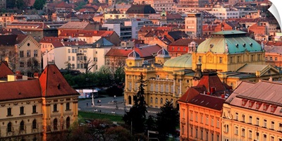 Croatia, Zagreb, Historical center, view on Croatian National Theatre