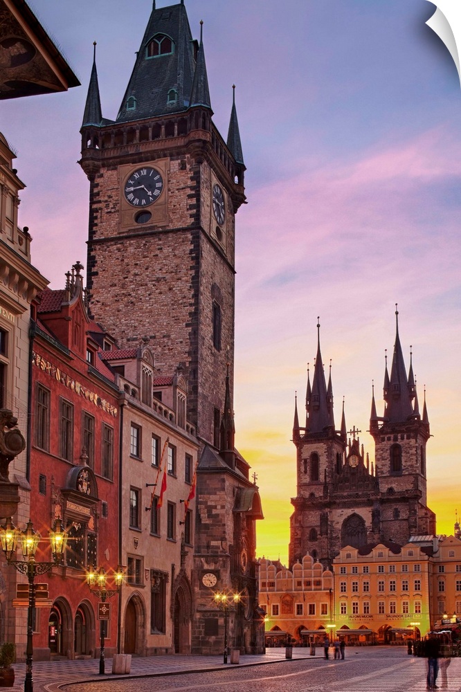 Czech Republic, Prague, Vltava River, Old Town Square, Astronomical Clock, Tyn Church