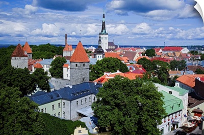 Estonia, Eesti, Baltic States, Tallin, Tallinn, Old town skyline from Toompea