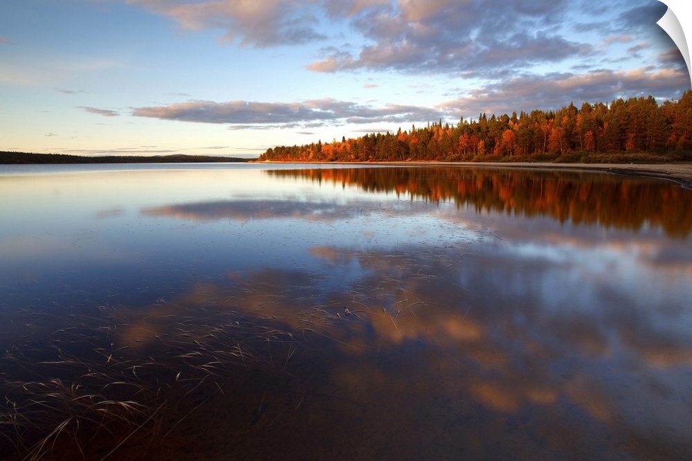Finland, Lapland, Scandinavia, Autumnal sunset, near Muonio.