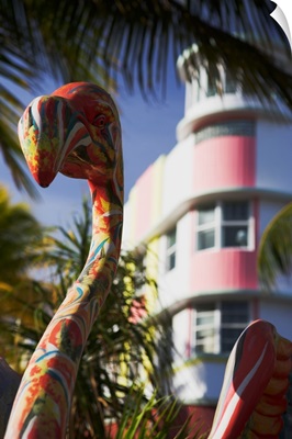 Florida, Miami Beach, Flamingo statue on Ocean Drive