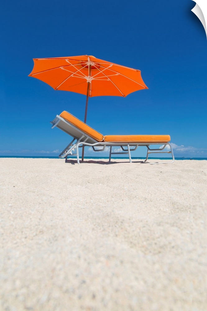 Florida, Miami, South Beach, empty beach chair.