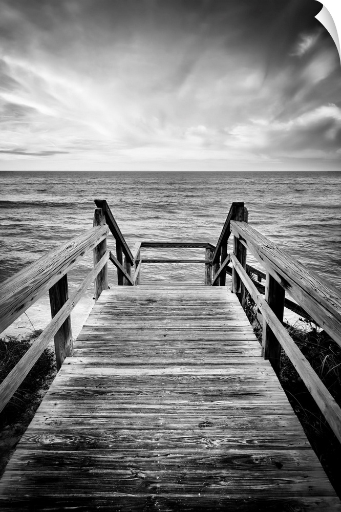 Florida, South Florida, Lantana, wooden staircase leading to beach.