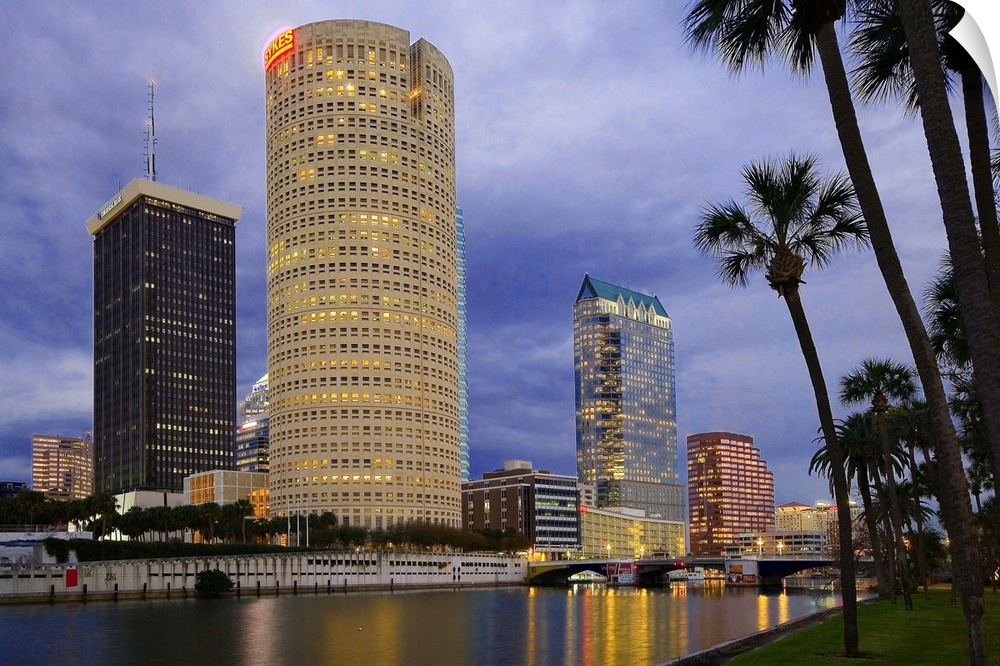United States, USA, Florida, Skyline from the park of the University and the Hillsborough River