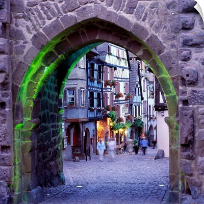 France, Alsace, Riquewihr village, main street