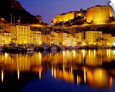 France, Corsica, Bonifacio, The ancient citadel and the medieval  marina