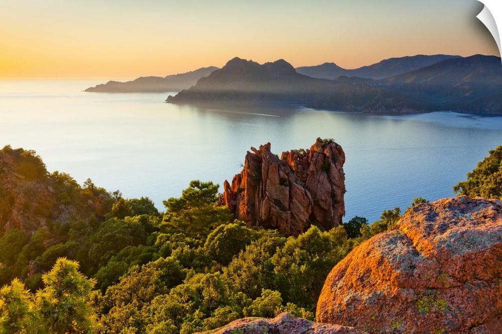 France, Corsica, Mediterranean sea, Corse-du-Sud, Calanques de Piana, Typical rock formations, dusk