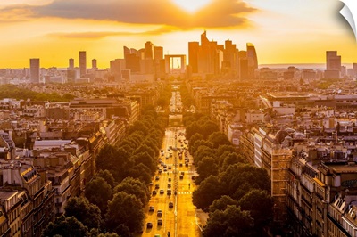 France, Paris, Champs-Elysees, La Defense In The Background