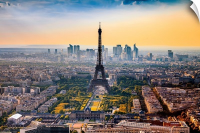 France, Paris, Eiffel Tower, View From Tour Montparnasse At Sunset
