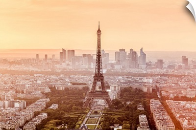 France, Paris, Invalides, Eiffel Tower, View From Tour Montparnasse At Sunset