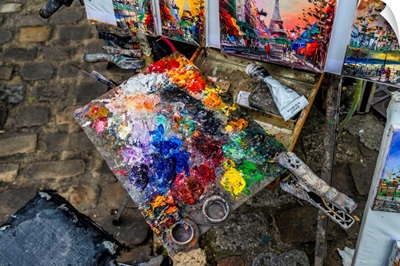 France, Paris, Montmartre, Artist's Palette With Oil Paint