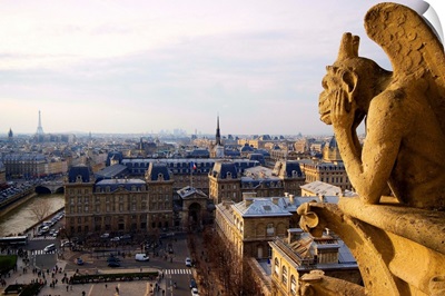 France, Paris, Notre Dame, Gargoyle (Stryge Chimera)