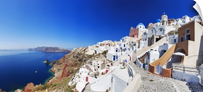 Greece, Aegean islands, Cyclades, Santorini island, view from the terraces of Fira