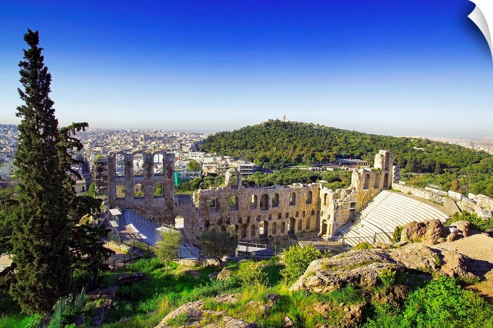 Greece, Central Greece and Euboea, Attica, Athens, Odeum of Herodes Atticus and the Filopappo Hill