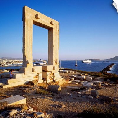 Greece, Cyclades, Naxos, Ruined doorway to Temple of Apollo
