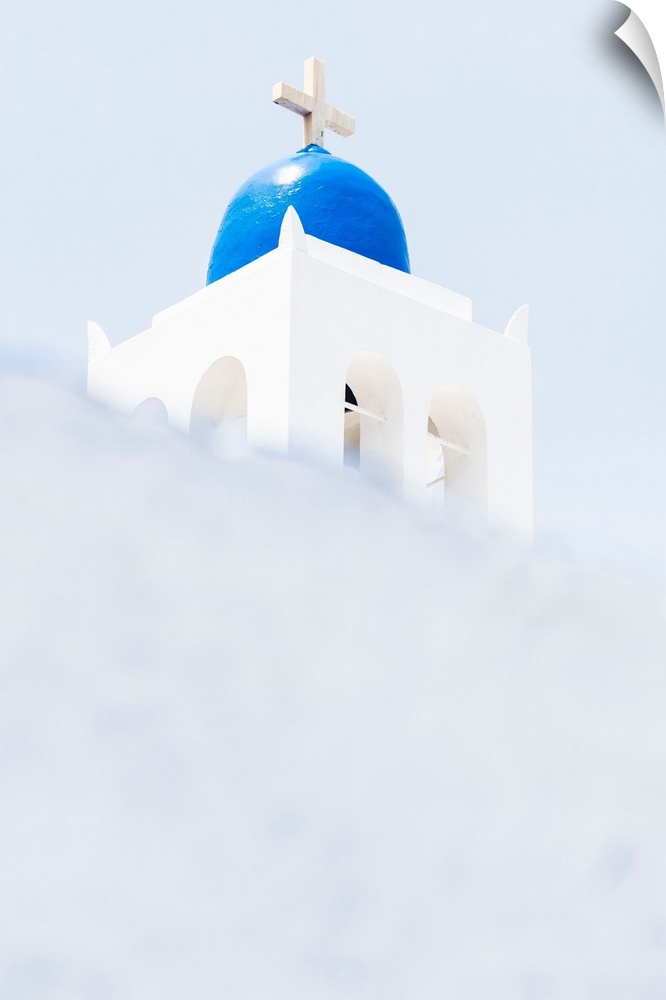 Greece, Cyclades, Santorini island, The dome of a typical Greek orthodox church.