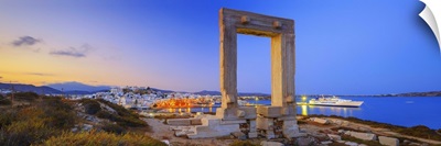 Greece, Naxos island, Apollo Temple portal by night
