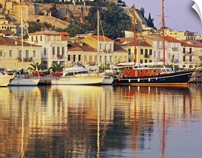 Greece, Peloponnese, Argolis, Nafplio, Nauplia, Mediterranean sea, Old town and harbour