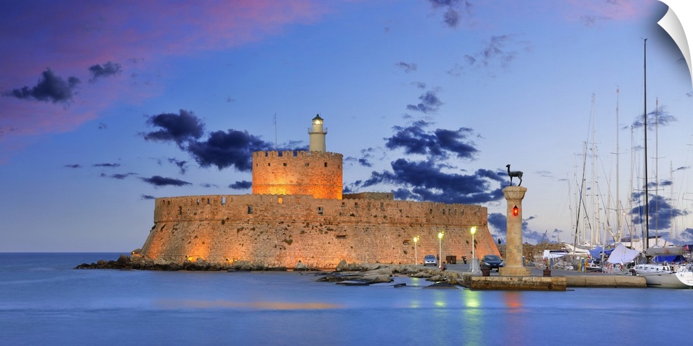 Greece, Rhodes island, Mandraki Port, Aghios Nikolaos Castle